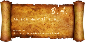 Balics Ambrózia névjegykártya